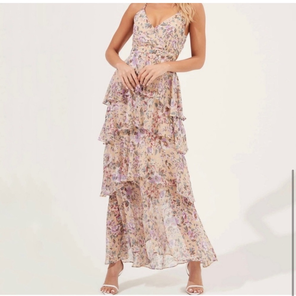 Astr floral tiered maxi dress xs